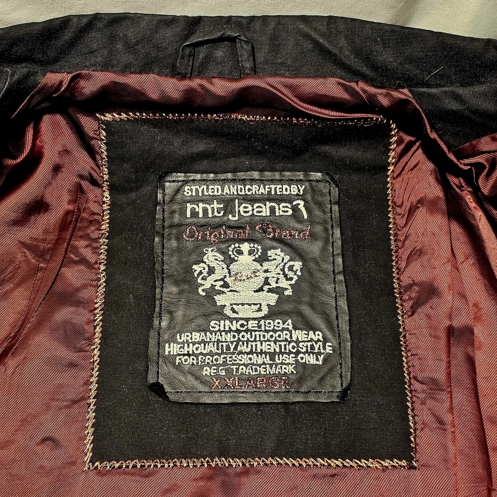 rnt23 Ron Tomson Urban Outdoor Wear Mens Y2K 90's Black Denim Jacket XXL - Picture 13 of 16